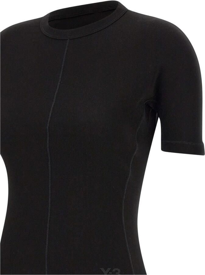 Y-3 Zwart Stretch Katoen Crew Neck T-shirt Black Dames - Foto 3
