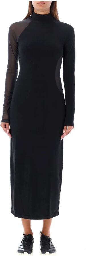 Y-3 Zwarte Gebreide Lange Mouw Jurk Black Dames