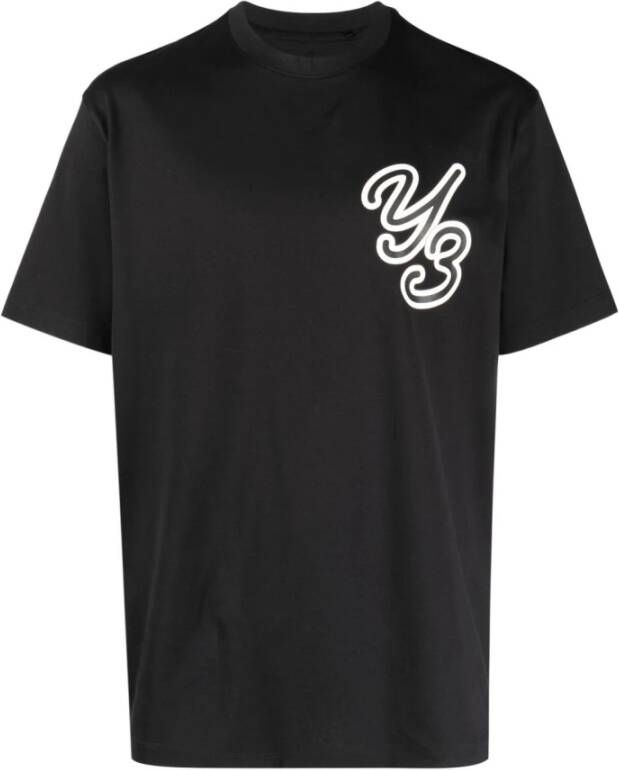Y-3 Zwart Logo-Flocked T-Shirt Zwart Heren