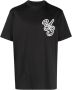Y-3 Zwart Wit Logo-Flocked Katoenen T-Shirt Zwart Heren - Thumbnail 1