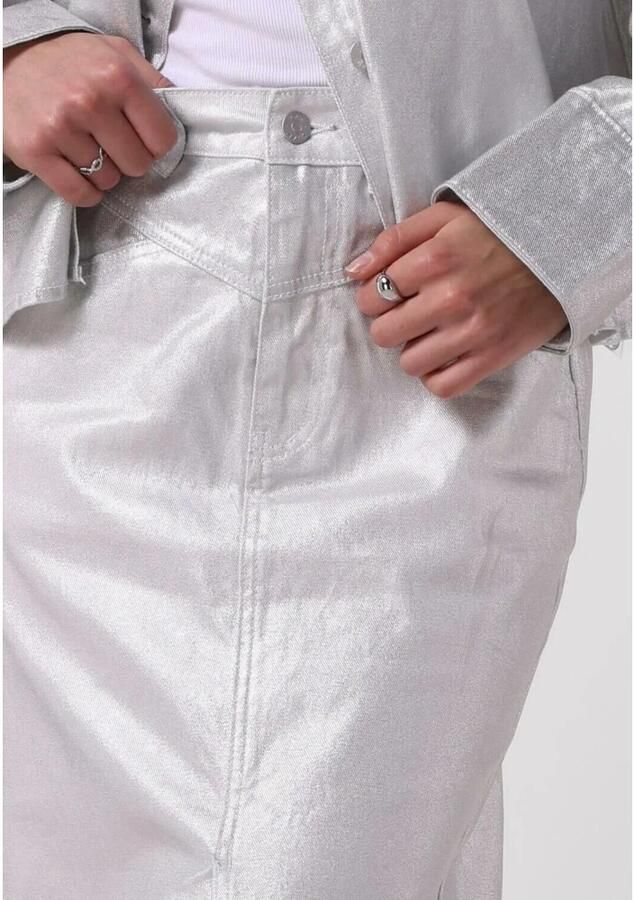 Y.A.S. Dames Rokken Yassilva Denim Hw Midi Skirt Zilver - Foto 1