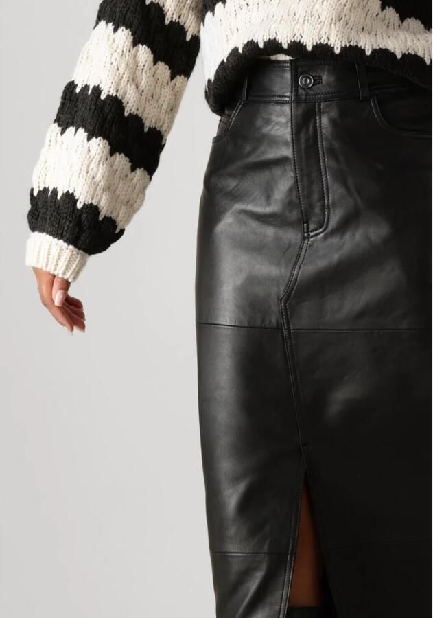 Y.A.S. Dames Rokken Yasmina Hw Leather Long Skirt Zwart