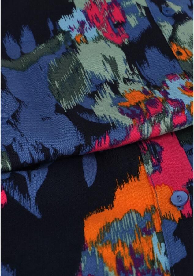 Y.A.S gebloemde maxi blousejurk YASSAVANNA donkerblauw fuchsia oranje groen - Foto 3