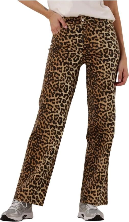 Y.A.S high waist straight leg jeans YASLEONORA met panterprint bruin - Foto 10