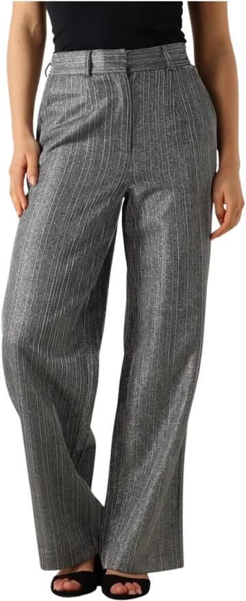 Y.A.S gestreepte high waist straight fit broek zilver YASKAMO - Foto 6