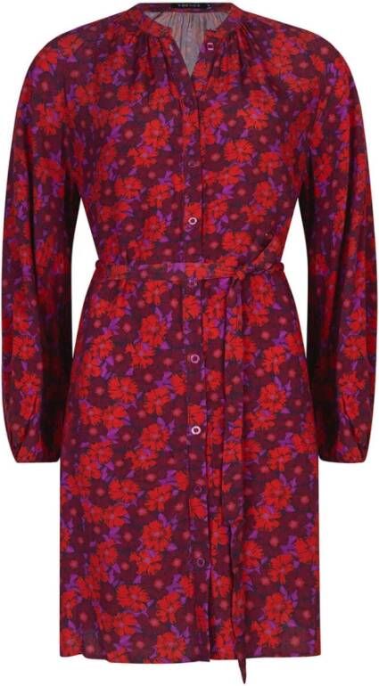 Ydence gebloemde jurk Loa rood paars