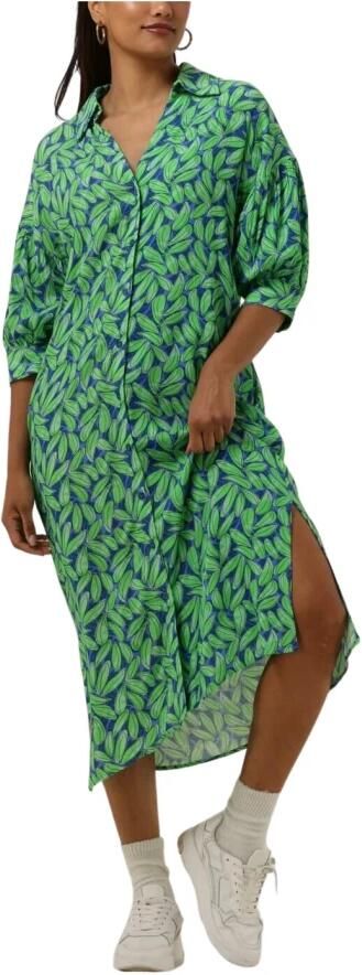 Ydence blousejurk Palmer met bladprint en plooien groen blauw - Foto 5