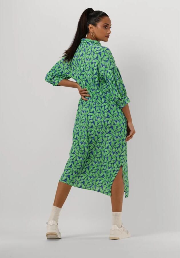 Ydence blousejurk Palmer met bladprint en plooien groen blauw - Foto 4