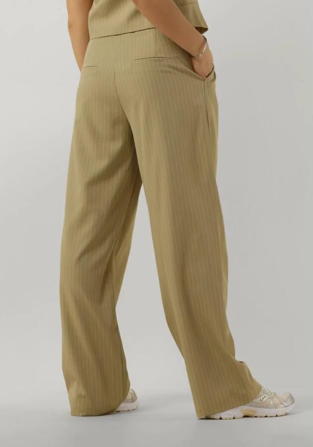 Ydence gestreepte high waist straight fit pantalon Riley kaki - Foto 2