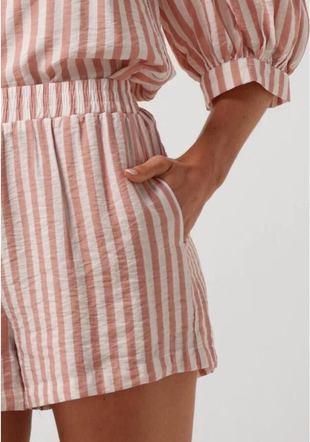 Ydence gestreepte high waist regular fit short Lorelai oudroze wit