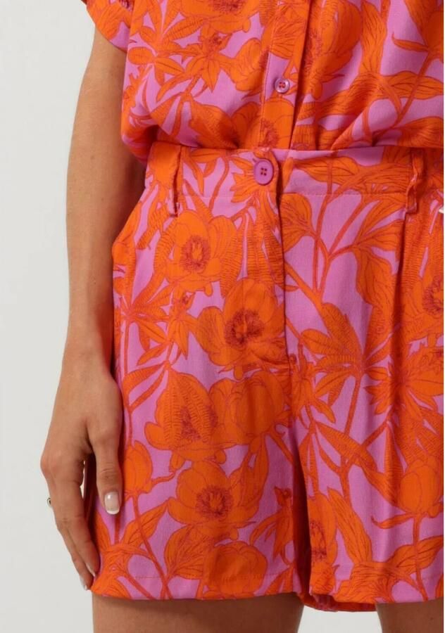 Ydence gebloemde high waist regular fit short Katie lila oranje