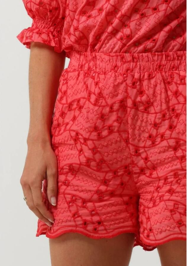 Ydence high waist regular fit short Quinn met all over print en borduursels roze rood