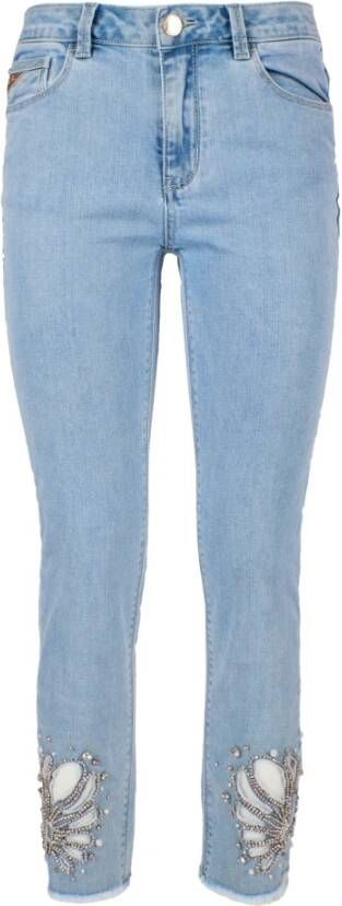 YES ZEE Light Blue Cotton Jeans & Pant Blauw Dames