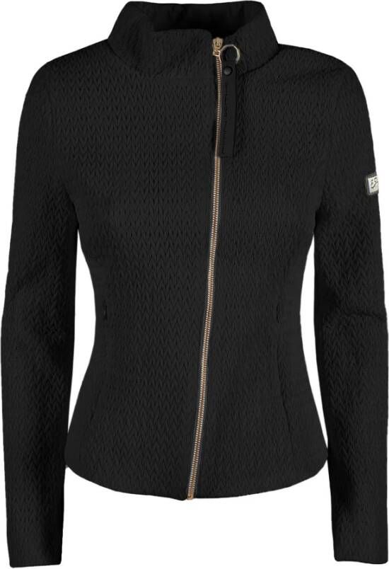 YES ZEE Zwarte Microquilted Rits Jas Black Dames