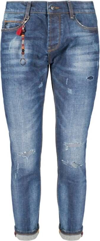 YES ZEE Blue Cotton Jeans & Pant Blauw Heren