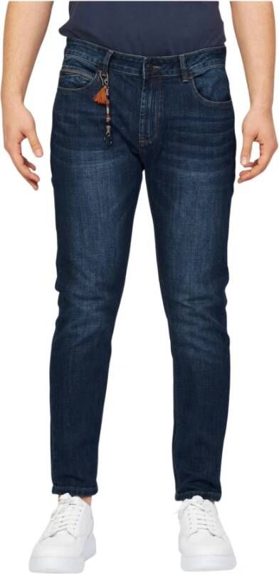 YES ZEE Slim-Fit Chino-Style Jeans met Stijlvolle Applicatie Blue Heren