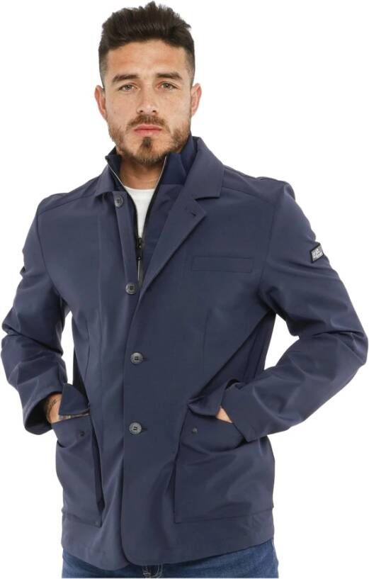 YES ZEE Blue Polyester Jacket Blauw Heren