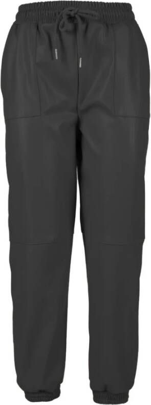 YES ZEE Zwarte Leren Broek met Trekkoord Black