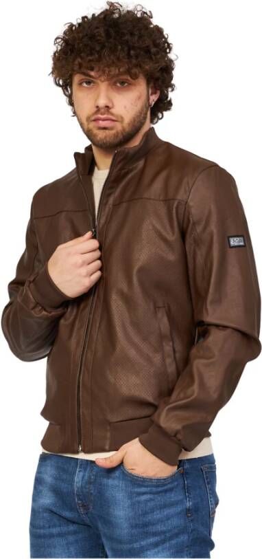 YES ZEE Leather Jackets Zwart Heren