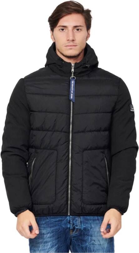 YES ZEE Heren gewatteerde jas met capuchon Black Heren