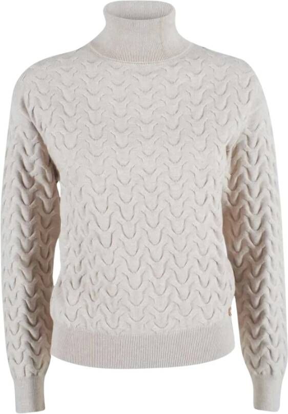 YES ZEE Geometrische Gebreide Coltrui voor Dames Beige Dames