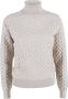 YES ZEE Geometrische Gebreide Coltrui voor Dames Beige Dames - Thumbnail 1