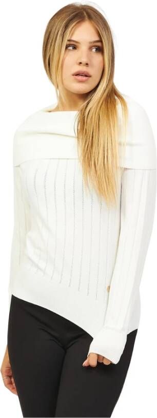 YES ZEE Damesweater met wijde halslijn White Dames