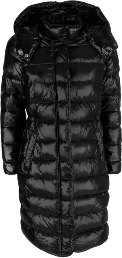 YES ZEE Elegante Lange Donsjas met Capuchon voor Vrouwen Black Dames