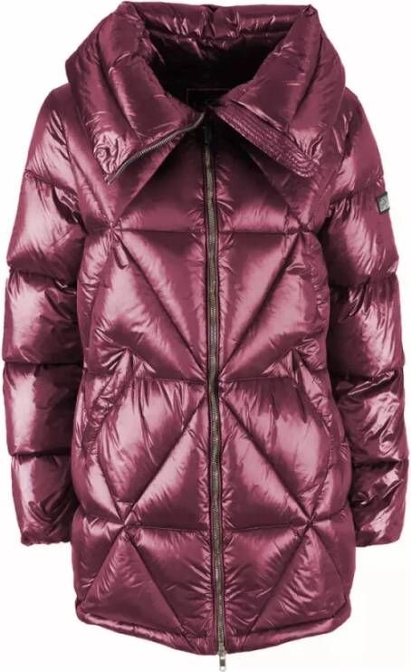 YES ZEE Fuchsia Nylon Jas met Diamant Quilting Pink Dames