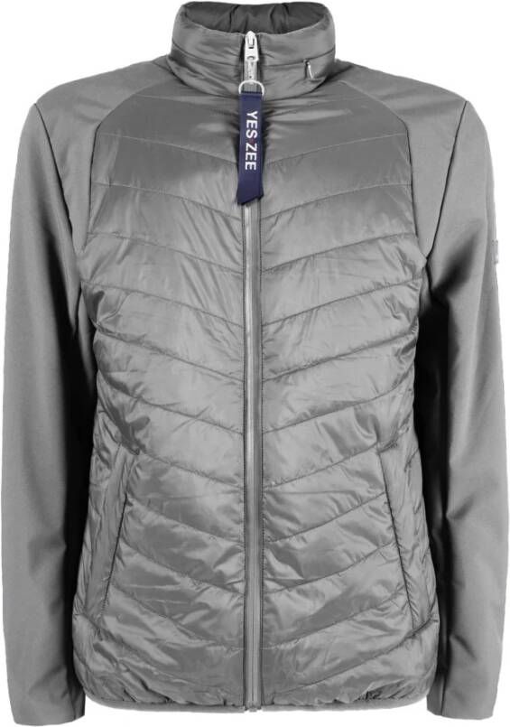 YES ZEE Gray Polyester Jacket Grijs Heren
