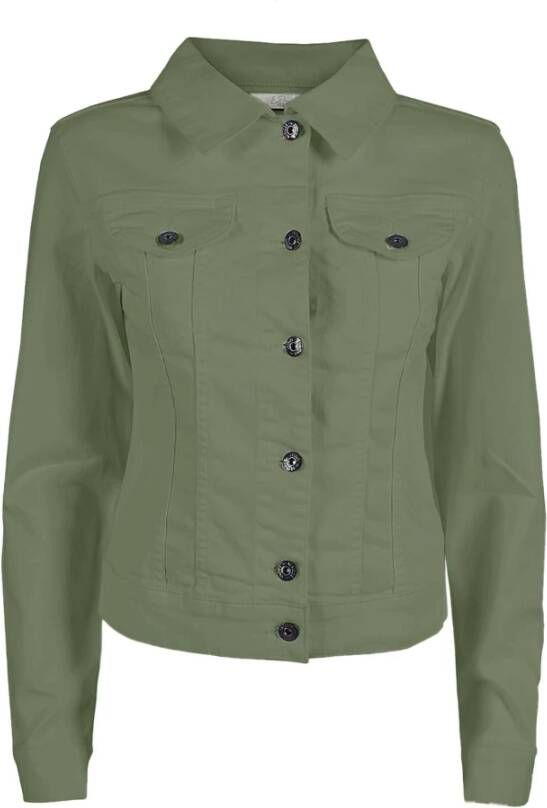YES ZEE Green Cotton Jackets & Coat Groen Dames