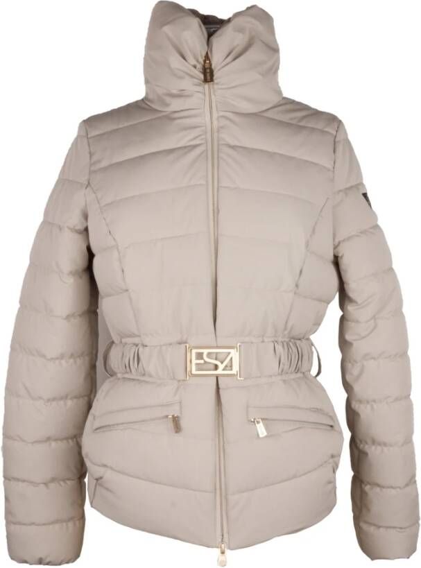 YES ZEE Bruine elastische jas met ritssluiting Beige