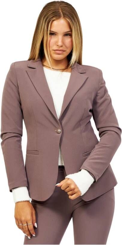 YES ZEE Bruine Synthetische Blazer Jas voor Dames Brown Dames