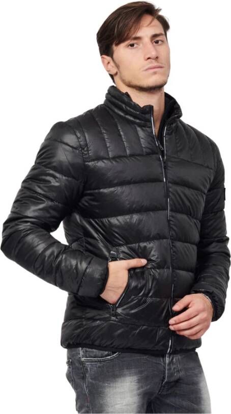 YES ZEE Heren gewatteerde jas met camouflage voering Black Heren