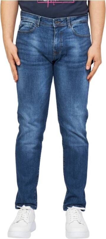 YES ZEE Denim jeans met schone lijnen en medium wassen Blue Heren