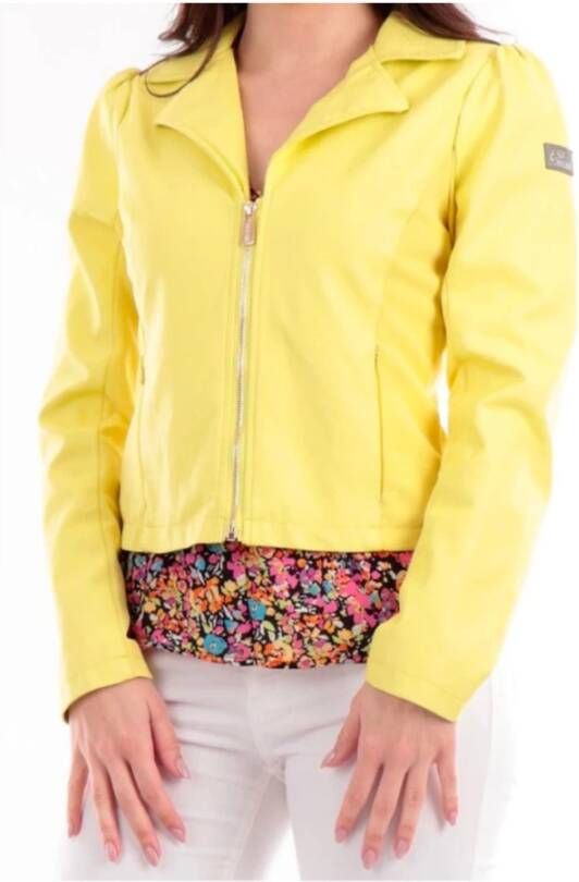 YES ZEE Eco-lederen damesjack modern design Yellow Dames