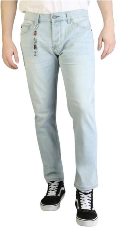 YES ZEE Light Blue Polyurethane Jeans & Pant Blauw Heren
