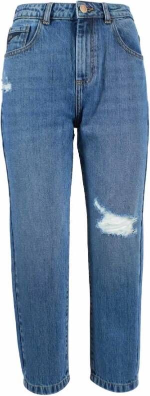 YES ZEE Blauwe Jeans met Hoge Taille en Scheuren Blue Dames