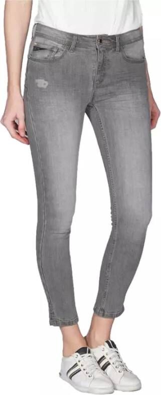 YES ZEE Grijze Katoenen Push-Up Jeans met Verwoest Effect Gray Dames