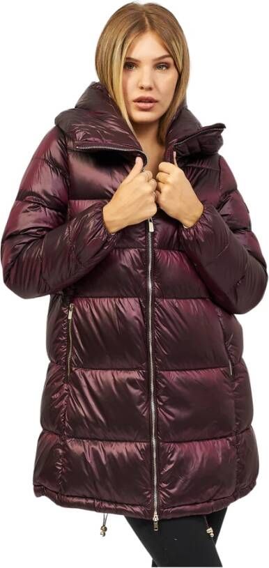 YES ZEE Paarse Gewatteerde Waterdichte Jas met Capuchon Purple Dames