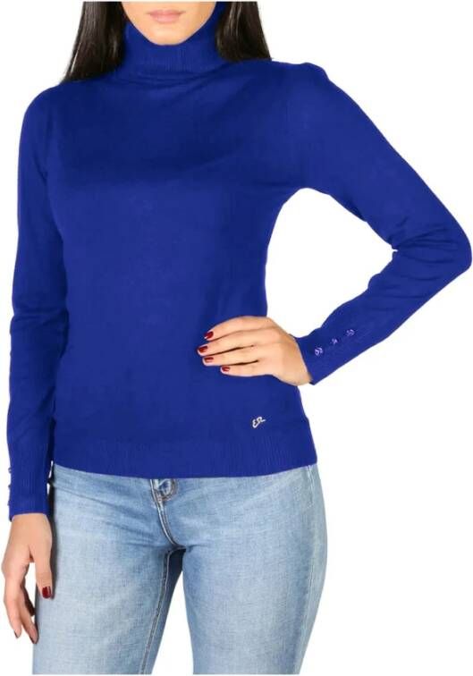 YES ZEE Blue Viscose Sweater Blauw Dames