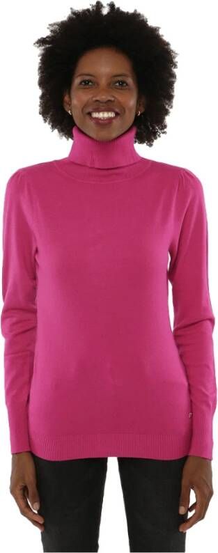 YES ZEE Fuchsia Turtleneck Sweater Pink Dames