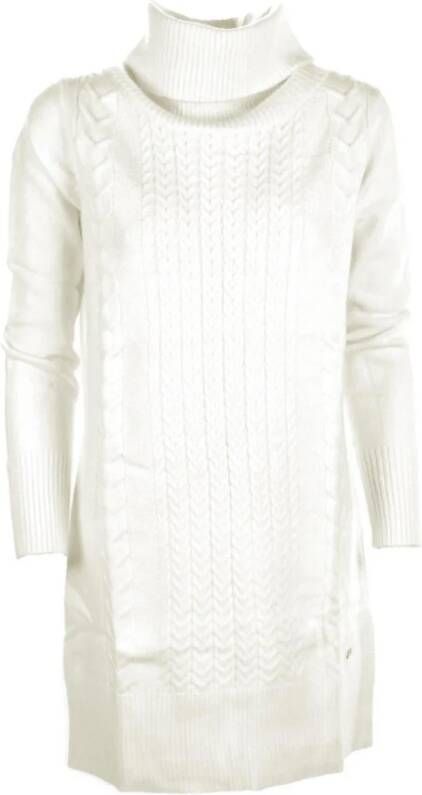 YES ZEE Witte Acryl Turtleneck Jurk White Dames