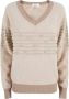 YES ZEE Mohair Effect Trui met Parelapplicaties Beige Dames - Thumbnail 1