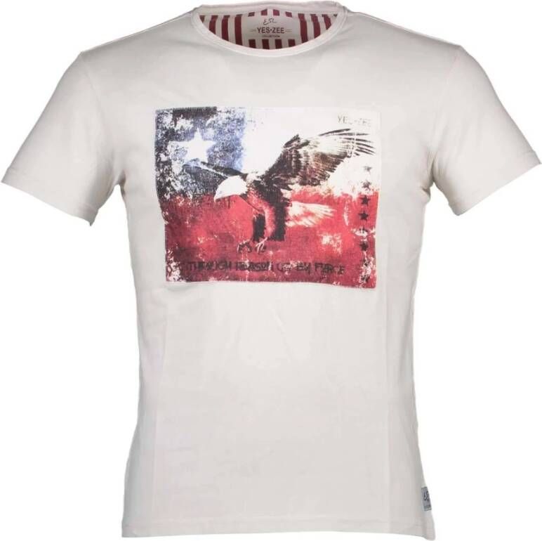 YES ZEE White T-Shirt Wit Heren