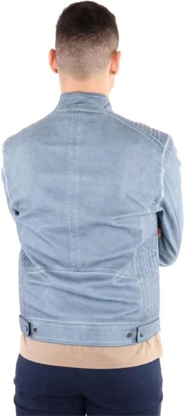 YES ZEE Stijlvol Blauw Leren Jack Blue Heren - Foto 3