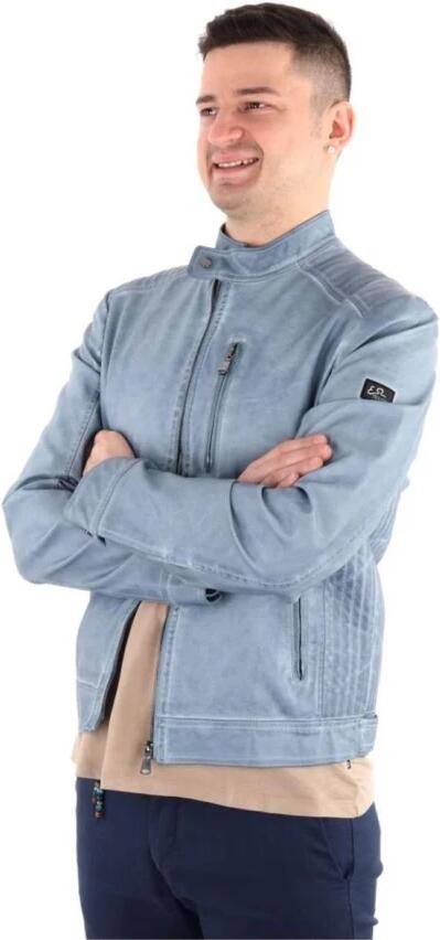 YES ZEE Stijlvol Blauw Leren Jack Blue Heren - Foto 2