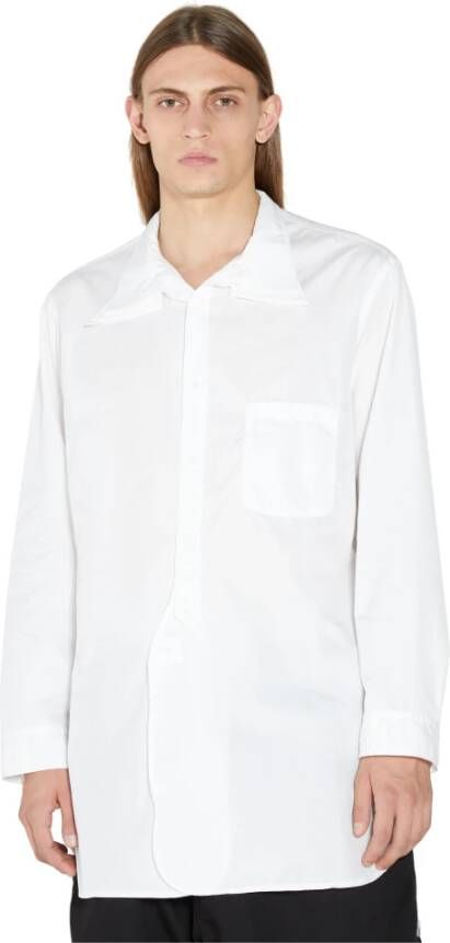 Yohji Yamamoto Lange Overhemd met Drievoudige Kraag White Heren