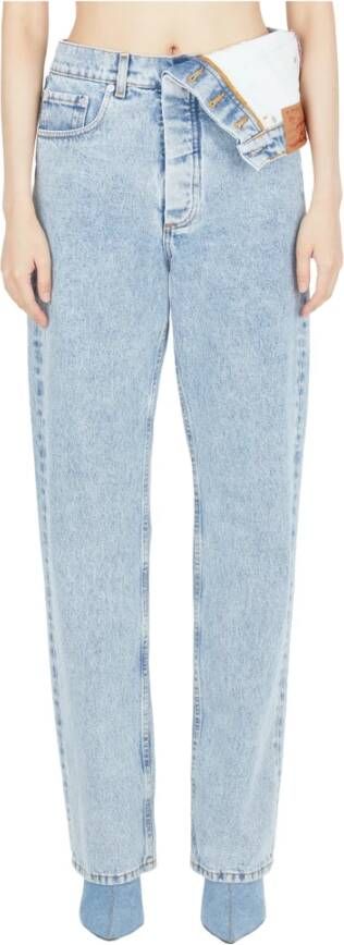 Y Project Asymmetrische Taille Jeans Blauw Dames