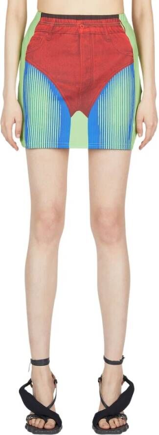 Y Project Illusionary Graphic Short Skirt Green Dames